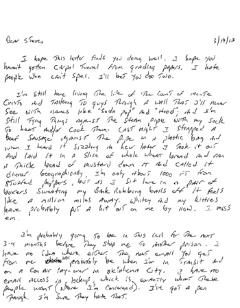 Jeffrey Frye Letter From Limbo Page 1
